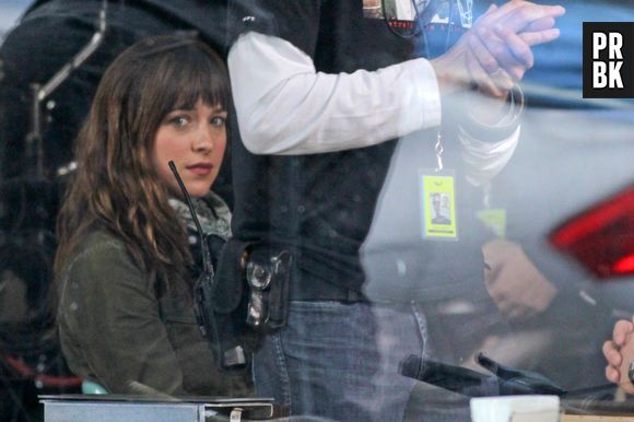 Fifty Shades Of Grey : Dakota Johnson aka Anastasia Steele et Jamie Dornan aka Christian Grey sur le tournage