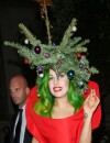 Lady Gaga en mode sapin de Noël à Londres le 8 décembre 2013