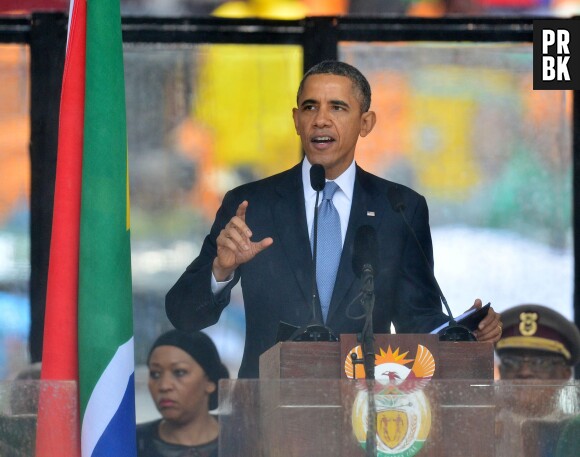 Barack Obama, Bill Clinton, George Bush, Bono... lors de la cérémonie d'hommage à Nelson Mandela, au Stade de Soweto en Afrique du Sud, le 10 décembre 2013