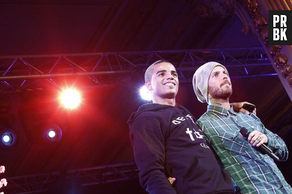 M. Pokora et toute la troupe de Robin des Bois, Brahim Zaibat : visite à François Hollande et Valérie Trierweiler pour le Noël des enfants de l'Elysée, 18 décembre 2013