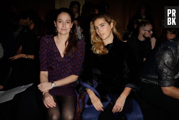 Marie Gillain et Vahino Cocciante au défilé Billtornade pendant la Fashion Week automne-hiver 2014-2015 à Paris, le 18 janvier 2014