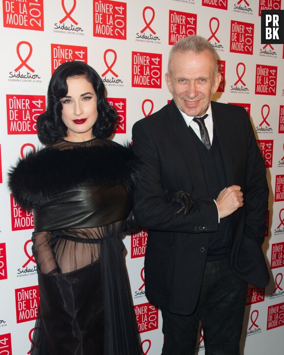 Dita Von Teese et Jean-Paul Gaultier au gala Sidaction, le 23 janvier 2014 à Paris