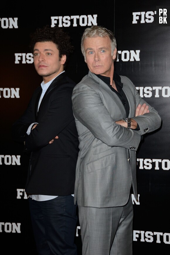 Kev Adams et Franck Dubosc, complices pour l'avant-première du film Fiston à Paris, le 10 février 2014