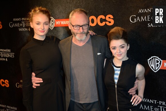 Game of Thrones : Maisie Willimas, Sophie Turner et Liam Cunningham à l'avant-première de la saison 4 à Paris le 2 avril 2014