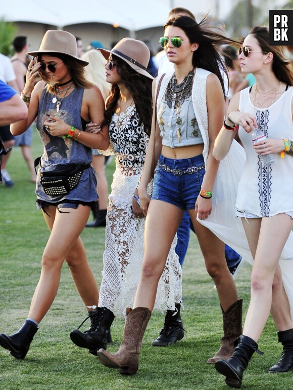 Kylie Jenner, Selena Gomez et Kendall Jenner au festival de musique de Coachella 2014, le 11 avril