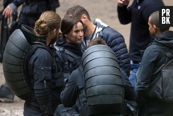 Hunger Games 3 : Jennifer Lawrence dans les coulisses du tournage à Noisy le Grand le 13 mai 2014