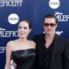 Brad Pitt et Angelina Jolie heureux à la projection de Maléfique à Los Angeles, le 28 mai 2014