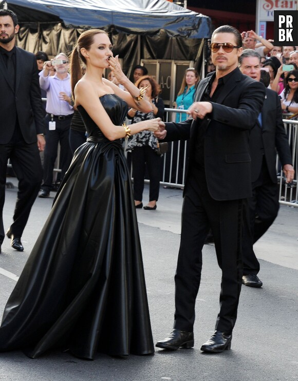 Brad Pitt et Angelina Jolie radieux à la projection de Maléfique à Los Angeles, le 28 mai 2014
