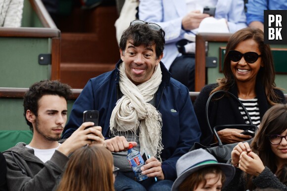 Stéphane Plaza et Karine Le Marchand s'amusent à Roland-Garros, le 29 mai 2014