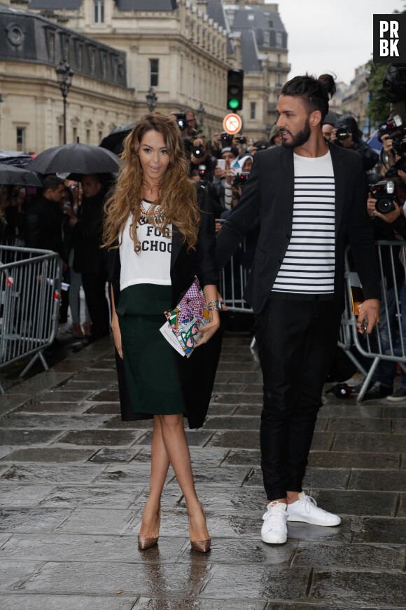 Nabilla Benattia et Thomas Vergara ont assisté au défilé Haute Couture automne-hiver 2014/2015 de Jean-Paul Gaultier, le 9 juillet 2014