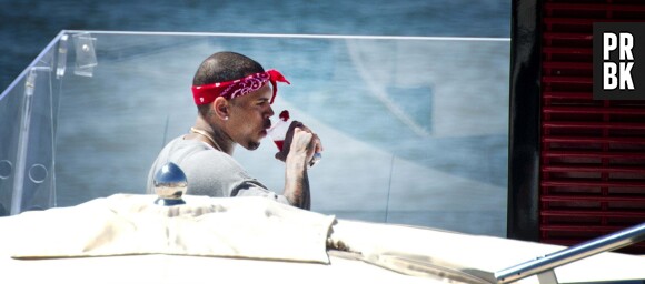 Chris Brown en vacances à Saint Tropez en juillet 2014