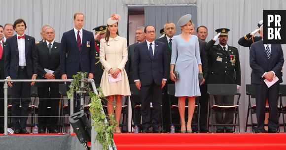 Le Prince William, Kate Middleton et le président François Hollandelors de la cérémonie de commémoration du 100e anniversaire de la Première Guerre Mondiale, le 4 juillet à Liège en Belgique