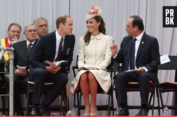 Le Prince William, Kate Middleton et le président François Hollandelors de la cérémonie de commémoration du 100e anniversaire de la Première Guerre Mondiale, le 4 juillet à Liège en Belgique