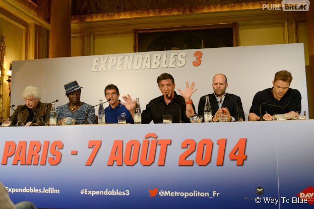 L'équipe d'Expendables 3 en conférence de presse, le 7 août 2014 à Paris