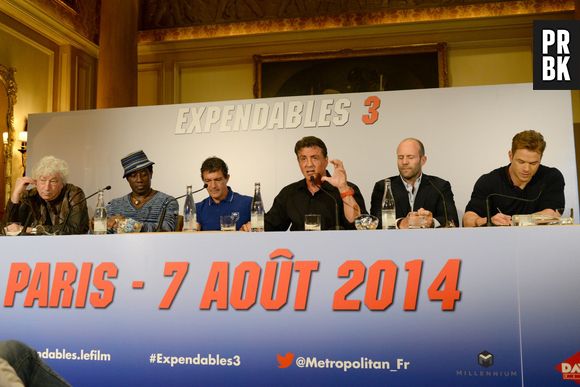 L'équipe d'Expendables 3 en conférence de presse, le 7 août 2014 à Paris
