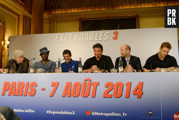 L'équipe d'Expendables 3 en conférence de presse, le 7 août 2014 à Paris