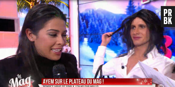 Ayem Nour : larmes aux yeux dans Le Mag de NRJ 12, le 5 décembre 2014