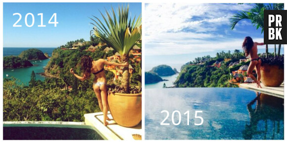 Lea Michele sexy au Mexique en 2014 (gauche) et 2015 (droite)