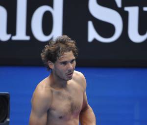 Rafael Nadal torse nu &agrave; l'Open d'Australie 2015 &agrave; Melbourne