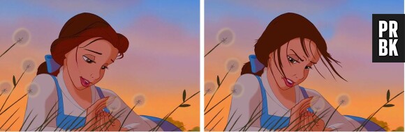 Belle (La Belle et la Bête) et ses cheveux collés