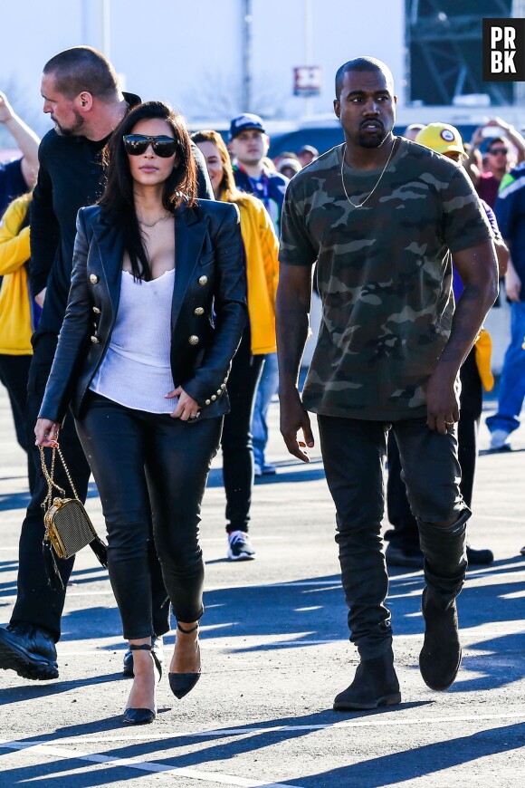 Kim Kardashian et Kanye West en couple au Super Bowl 2015, le 1er février 2015 en Arizona