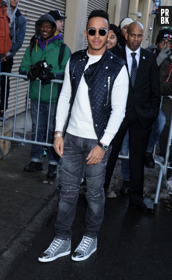 Lewis Hamilton au défilé Adidas x Kanye West, le 12 février 2015 à New York