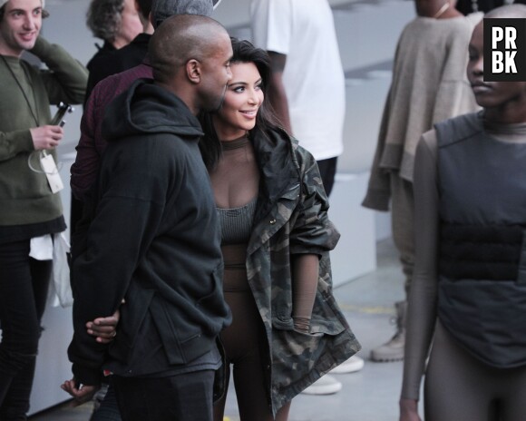 Kanye West et Kim Kardashian au défilé Adidas x Kanye West, le 12 février 2015 à New York