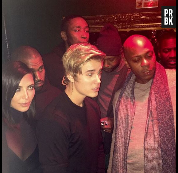 Kim Kardashian, Kanye West et Justin Bieber au spectacle de Dave Chapelle pour la Saint-Valentin