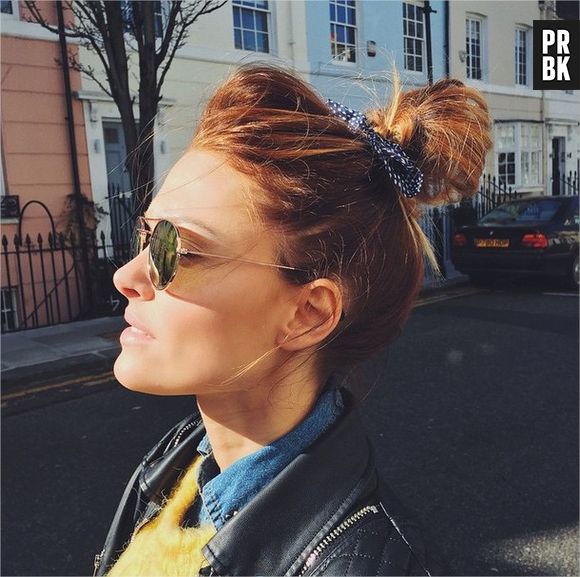 Caroline Receveur de retour à Paris pour la Fashion Week, mars 2015