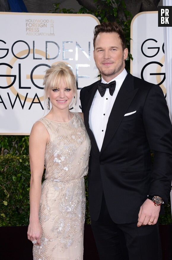 Chris Pratt et sa femme Anna Faris lors des Golden Globes 2015