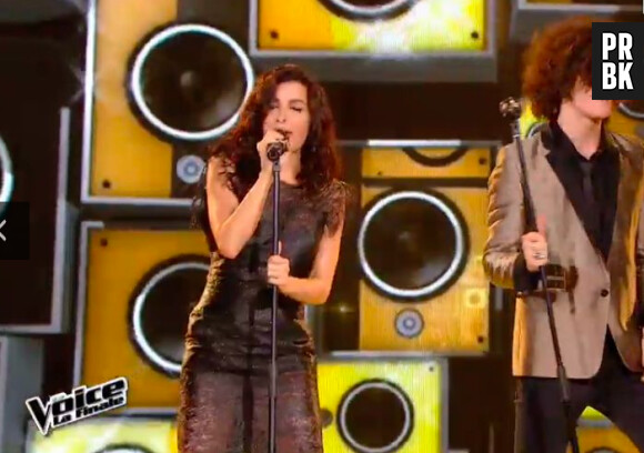 Jenifer et Côme pendant la finale de The Voice 4