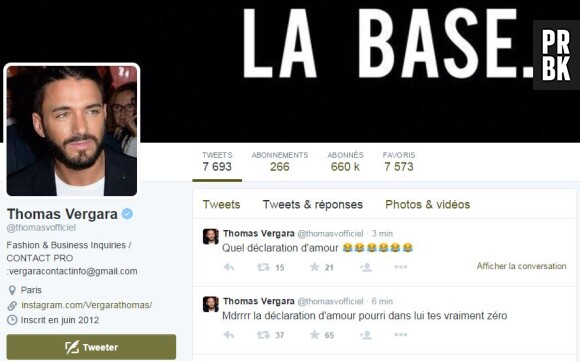 Thomas Vergara clashe Nabilla Benattai sur Twitter le 1er mai 2015