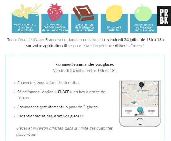 Uber Ice Cream : l'entreprise de chauffeurs privés va vous livrer des glaces le 24 juillet 2015