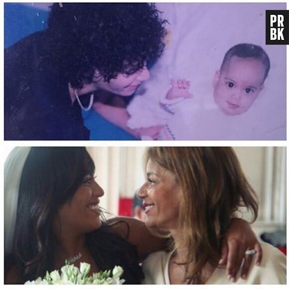 Amel Bent : photo bébé et photo de mariage pour l'anniversaire de sa mère, le 9 octobre 2015 sur Instagram