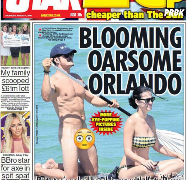 Orlando Bloom nu avec Katy Perry sur la couverture du Daily Star