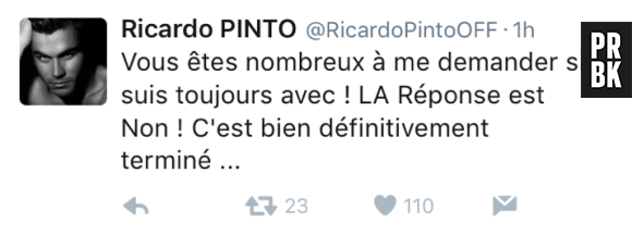 Ricardo Pinto annonce sa rupture avec Nehuda sur Twitter
