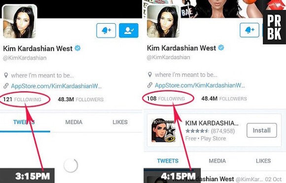 Kim Kardashian a fait du ménage sur son compte Twitter