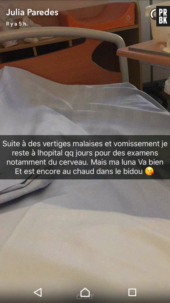 Julia Paredes hospitalisée avant la naissance de sa fille