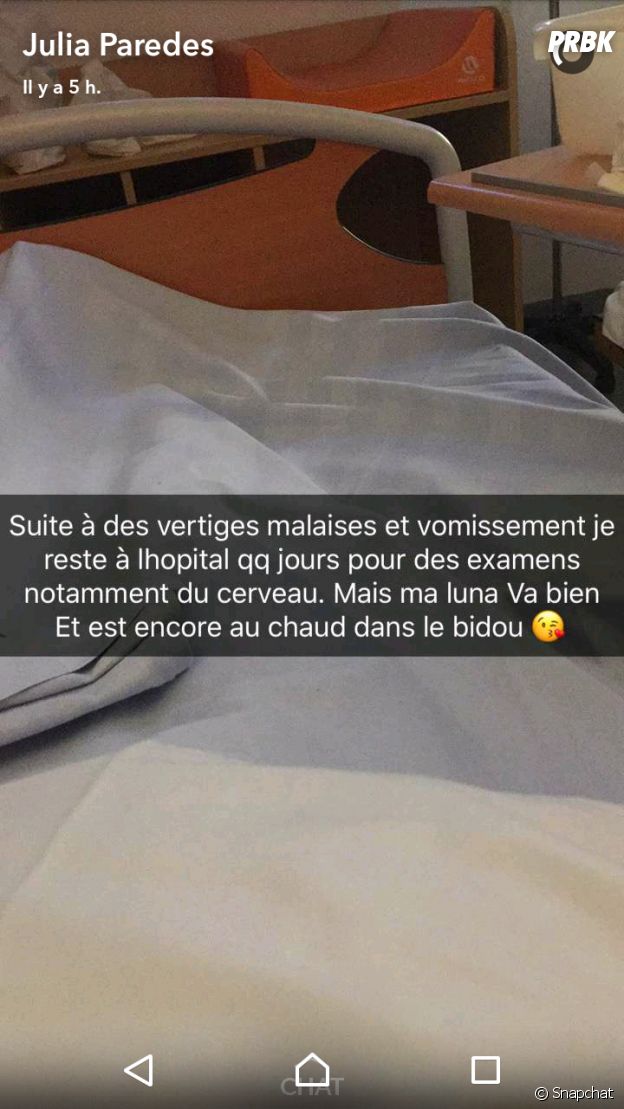 Julia Paredes hospitalisée avant la naissance de sa fille