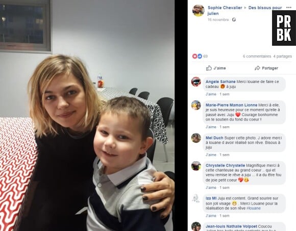 Louane réalise le rêve d'un enfant malade atteint d'un cancer.