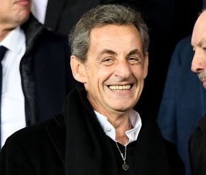 Nicolas Sarkozy dans les tribunes du match PSG-Liverpool de la Ligue des champions.