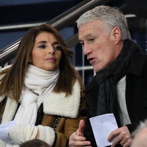 Didier Deschamps et sa femme Claude Deschamps dans les tribunes du match PSG-Liverpool de la Ligue des champions.
