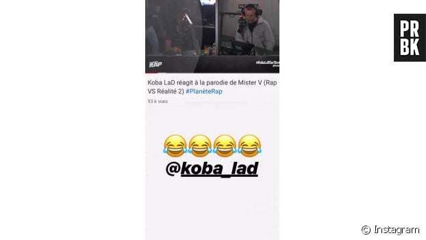 Koba LaD réagit à la parodie de Mister V : le YouTubeur le remercie de sa réaction.