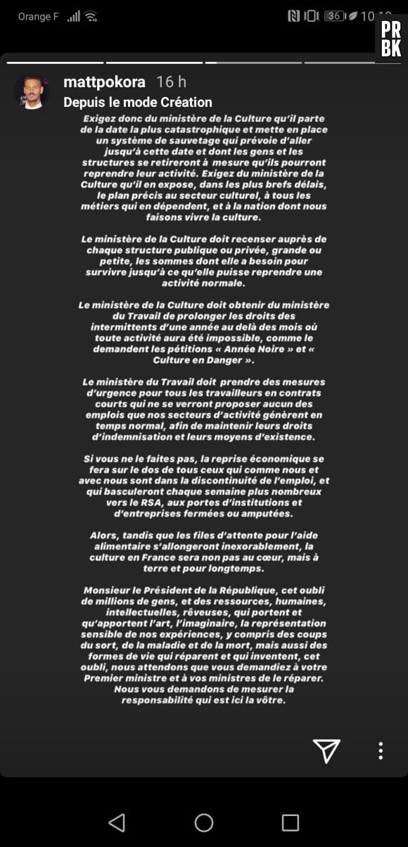 Confinement : M Pokora interpelle le gouvernement au nom de tous les artistes, Emmanuel Macron répond