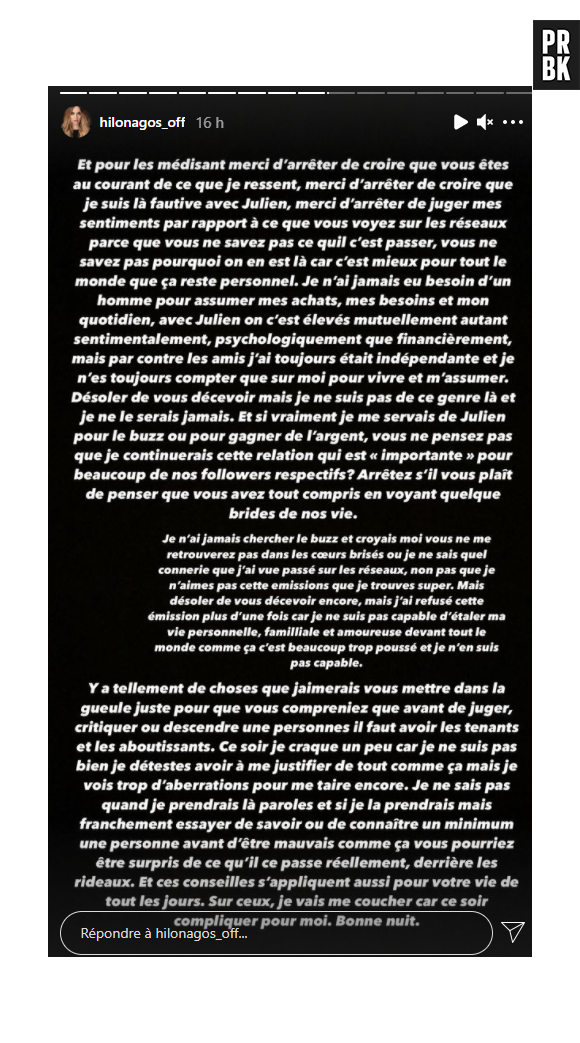 Hilona accusée de profiter de Julien Bert : coup de gueule face aux critiques