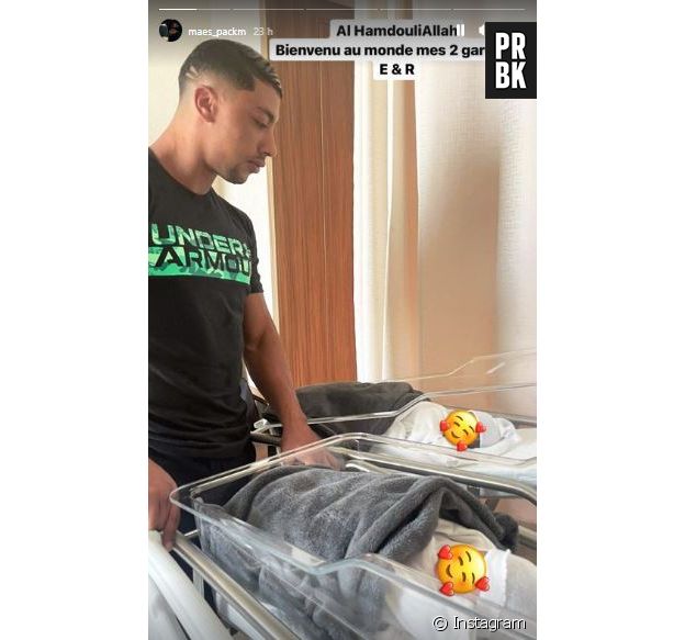 Maes présente ses jumeaux à ses abonnés.