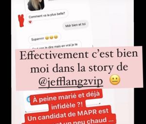 Jefflang2vip révèle qu'un candidat de Mariés au premier regard serait infidèle. Un jeune femme dévoile être celle qui a reçu les messages.