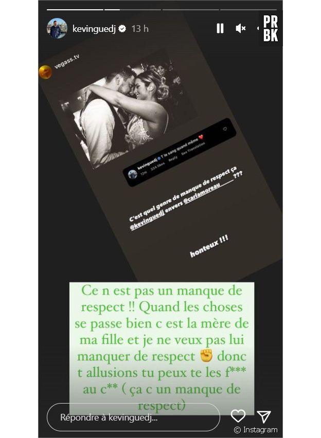 Kevin Guedj défend son commentaire polémique sur Instagram après l'annonce de sa rupture avec Carla Moreau