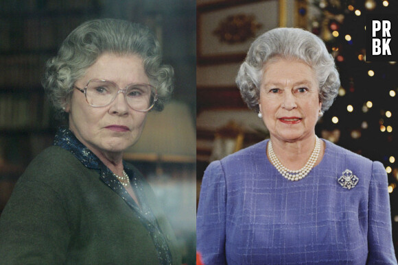La reine Elizabeth II jouée par Imelda Staunton dans The Crown VS dans la vie
