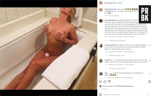 Britney Spears pose nue dans son bain le 27 novembre 2022